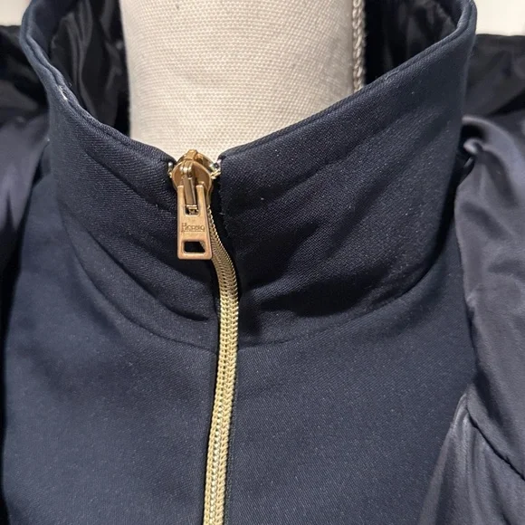 Herno Women's Navy Blue Removable Windblocker Hooded Down Coat Jacket Size M 44 - Picture 9 of 16